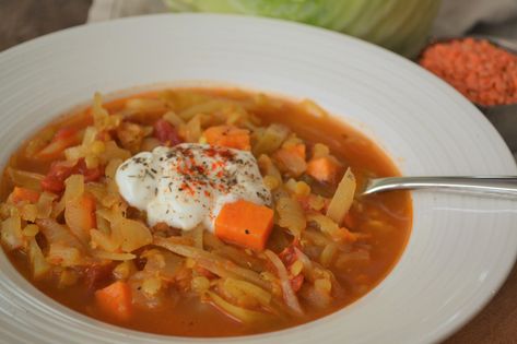 Spiced Cabbage Soup with Lentils and Sweet Potato | More Spinach, Please Lentils Sweet Potato Recipe, Soup With Lentils, Sweet Potato Soup Recipes, Sweet Potato Spinach, New Years Resolutions, Winter Soups, Vegan Soups, Sweet Potato Soup, Lentil Recipes