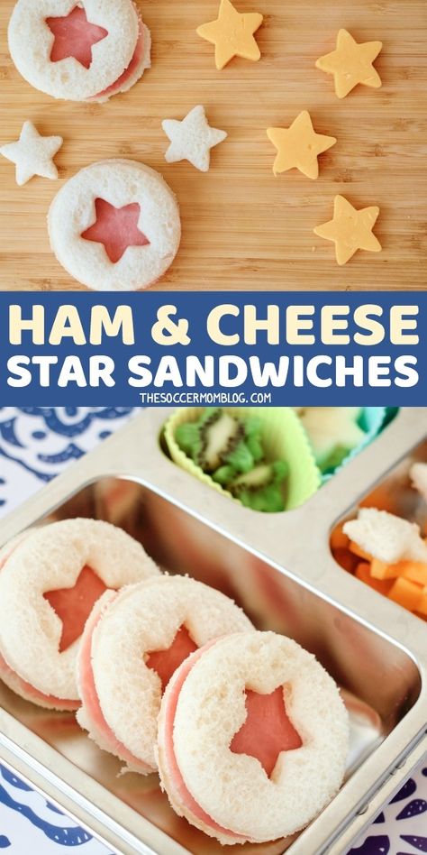 Kids Recipes Easy, Star Sandwiches, Ham Cheese Sandwiches, Shaped Sandwiches, Fun Kid Lunch, Kid Sandwiches, Food Art For Kids, Toddler Lunches, Ham And Cheese Sandwich