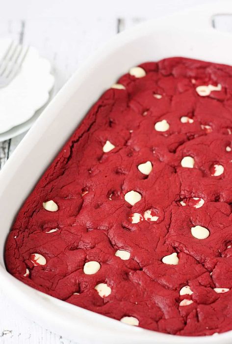 Red Velvet Cake Mix Bars | Half-Scratched Redvelvet Recipe, Red Velvet Cookie Bars, Red Velvet Bars, Red Velvet Cake Mix Cookies, Red Velvet Cookie Recipe, Cake Mix Bars, Cake Mix Cookie Bars, Red Velvet Flavor, Red Velvet Brownies