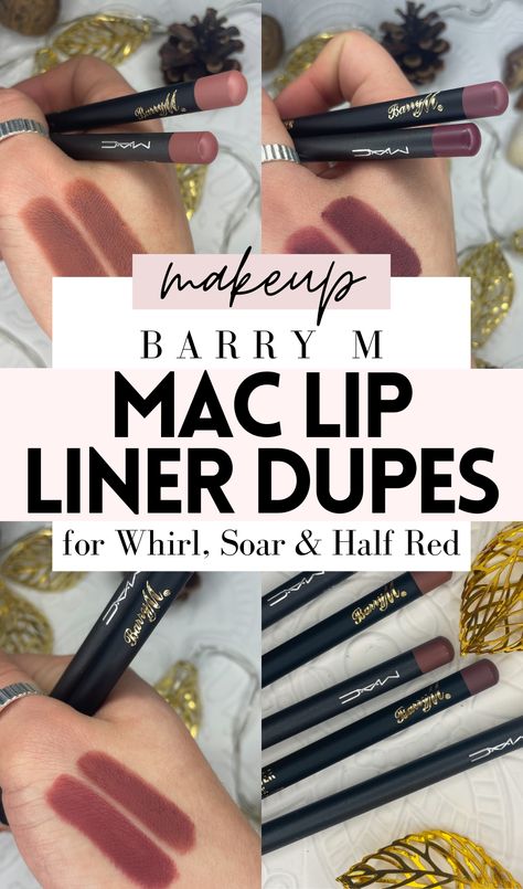 Barry M Lip Liner Dupes for MAC Soar, Whirl & Half Red Mac Soar Lipliner Combo, Soar Lip Liner Mac, Best Brown Lip Liner, Mac Lip Liner And Lipstick Combos, Matching Mac Lip Liners To Lipsticks, Stripdown Mac Lipliner Combo, Mac Plum Lip Liner, Strip Down Mac Lipliner, Mac Half Red Lip Liner