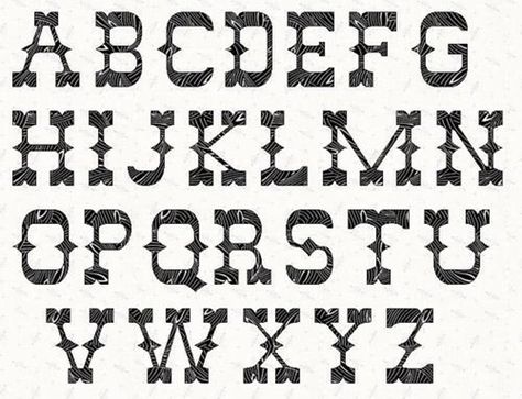 Alphabet Western  5 inch Stencil.  | Craftsy Country Lettering, Western Lettering, Rustic Lettering, Western Letters, Western Alphabet, Western Writing, Western Typography, Western Font, Alphabet Templates