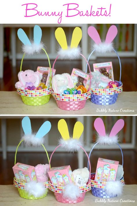 How To Make Easter Baskets, Easter Basket Decor, Easter Baskets For Kids, Diy Easter Basket, Easter Craft Ideas, Easter Baskets To Make, Easter Bunny Treats, Diy Bunny, Bunny Treats