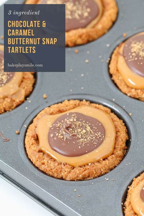 Our classic 3 ingredient Chocolate & Caramel Butternut Snap Tartlets take just 10 minutes to make and taste AMAZING! Caramel Tarts Recipe, Butternut Snap Biscuit Recipes, Morning Tea Ideas, Australian Cookies, Caramel Tart Recipe, Caramel Tarts, Sweet Slices, Chocolate Caramel Tart, Chocolate Tarts