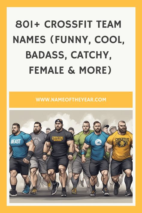 801+ CrossFit Team Names (Funny, Cool, Badass, Catchy, Female & More) Fitness Group Names, Crossfit Team Names Funny, Funny Team Names Ideas, Fitness Team Names, Crossfit Team Names, Crossfit Team Workouts, Team Wod, Team Of 3 Crossfit Workouts, Crossfit Workouts Team Of 2