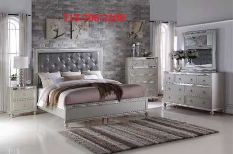 Check out my item on #5milesapp! - I'm selling a THE FURNITURE THAT YOU NEED AFFORDABLE PRICE  for $39. Grey And Silver Bedroom Ideas, Grey And Silver Bedroom, Silver Bedroom Ideas, Tufted Headboard Bedroom, Glamorous Bedrooms, Room Sleep, New Room Design, Florida Bedroom, Elegant Color Palette