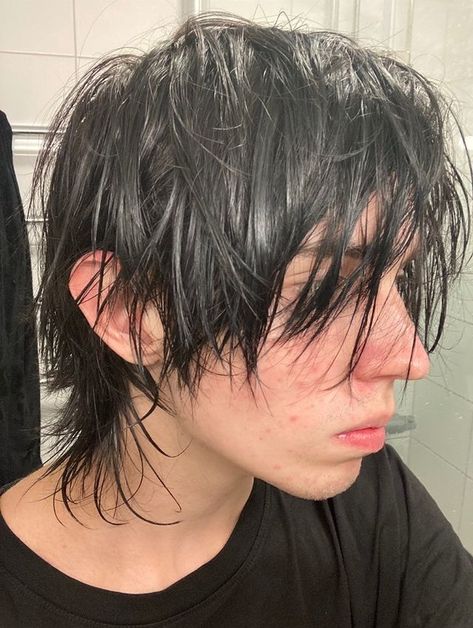 Visual Kei Haircut, Shaggy Short Hair Men, Early 2000s Hairstyles, Rocker Hair, Straight Black Hair, Y2k Hair, Shaggy Short Hair, Shaggy Hair, Hair Reference