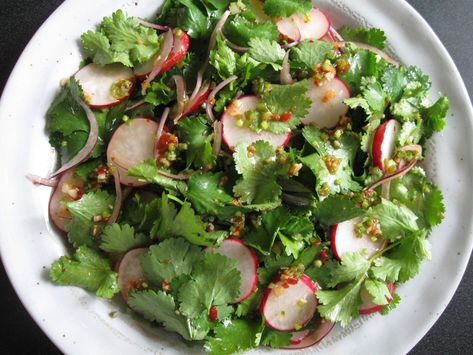 Coriander Salad Dressing – Hiroko's Recipes Coriander Salad, Asian Salad Dressing, Potato Sandwich, Middle East Food, Delicious Salad Dressings, Asian Salad, Coriander Leaves, Vegetable Salad, Salad Dressing