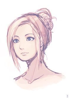 Messy bun Portrait Au Crayon, Drawing Hair, Girls Characters, Pics Art, Messy Bun, Girl Drawing, A Drawing, Cool Drawings, Drawing Inspiration