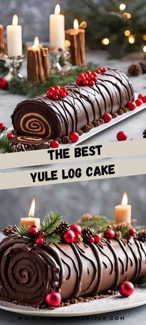 Holiday Yule Log Cake, Christmas Chocolate Log, Christmas Chocolate Log Cake, Yuletide Log Cake, Christmas Log Recipe, How To Make A Yule Log Cake, Swiss Roll Cake Christmas, Xmas Log Cake, Yule Log Ideas