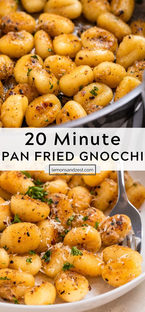 Gnocchi Recipes Butter, Gnocchi Sides Recipes, Toasted Gnocchi Recipes, Steak And Gnocchi Easy Dinners, Garlic Parmesan Gnocchi, Creamy Lemon Gnocchi, Pan Fried Gnocchi With Chicken, Gnocchi Recipes Side Dish, Homemade Gnocchi Recipes Easy