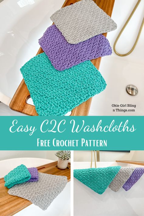 This is a super easy and fun crochet washcloth pattern! It has a pretty texture and is made using the C2C technique. It has such a pretty texture and works up beautifully. C2c Crochet Dishcloth Pattern Free, Crochet Bath Cloth, Moss Crochet, Farm Crochet, Crochet Washcloth Free Pattern, Crochet Washcloth Free, Crochet Dish Cloth Free Pattern, Crochet Washcloths, Dishcloth Patterns Free