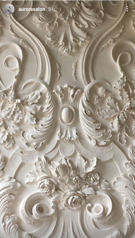 Hellenic Aesthetic, Feature Wall Ideas, Rococo Aesthetic, Ceiling Interior, Rococo Interior, White Molding, Wallpaper Vinyl, Sculpture Design, Modern Mural