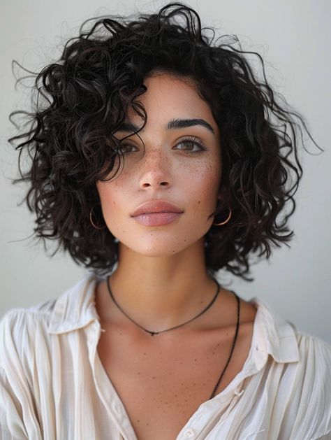 Trendy Curly Bob Haircuts: Embrace Your Natural Texture! Curly Long Bob Hairstyles Wavy Lob, Square Curly Haircut, Haircuts For Coily Hair, Choppy Curly Hair, Curly Bob Round Face, Medium Curly Hair With Bangs, Long Bob Curly, Curly Cut With Bangs, Short Naturally Curly Hair