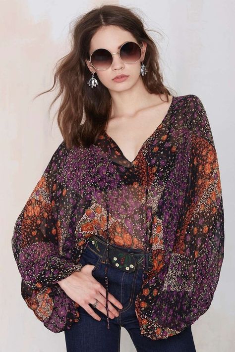 Chiffon Clothes, Looks Hippie, Look Hippie Chic, Blouse Chiffon, Moda Hippie, Mode Hippie, Estilo Hippie, Boho Fashion Bohemian, Mode Boho