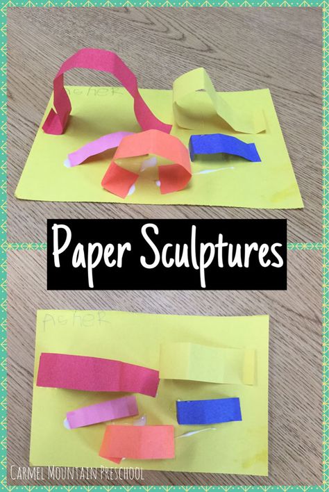 Paper Sculptures - Carmel Mountain Preschool Prep Classroom, High Scope, Open Ended Art, Kindergarten Prep, Paper Sculptures, Paper Scraps, Kid Art, Community Helpers, Daycare Crafts