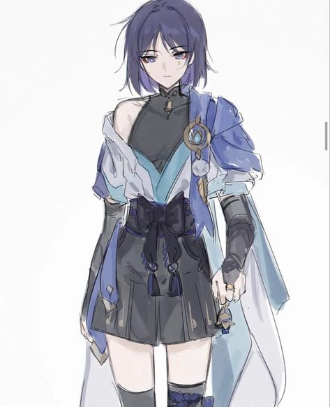 Long Haired Scaramouche, Genderbend Scaramouche, Names For Scaramouche, Female Wanderer Genshin, Kunikuzushi Long Hair, Scaramouche With Long Hair, Scaramouche Genderbend, Scaramouche Reference, Genshin Impact Wanderer Icon