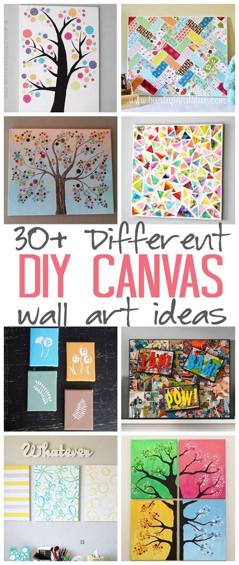 DIY Canvas Wall Art Ideas: 30+ canvas tutorials for adults - great ideas for your home, office, nursery and craft room! Canvas Wall Art Ideas, Art Ideas For Kids, Cuadros Diy, Party Wall, Diy Canvas Wall Art, Wall Art Ideas, Adult Crafts, Canvas Crafts, Crafts For Teens