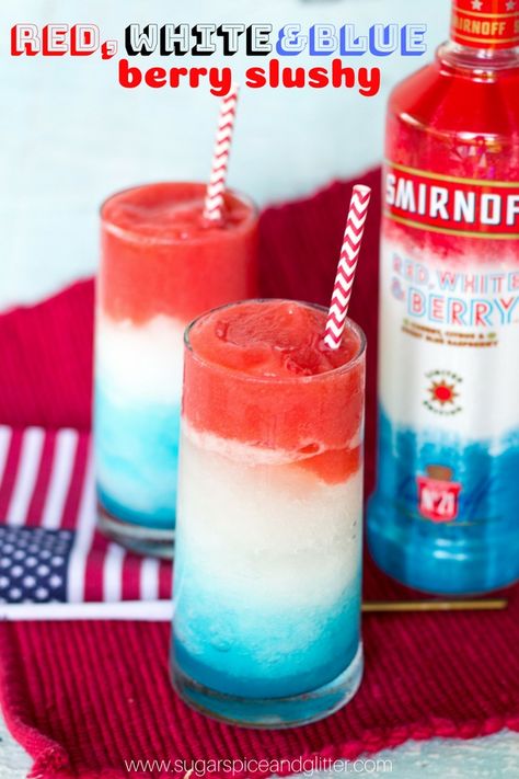 Smirnoff Red, Fourth Of July Drinks, 4th Of July Cocktails, Blue Drink, Slushie Recipe, Blue Drinks, 4th Of July Desserts, Fourth Of July Food, Homemade Lemonade