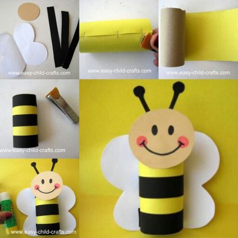 Bee ....craft Animal Crafts Preschool, Bee Craft, Toilet Paper Crafts, Toilet Paper Roll Crafts, Animal Crafts For Kids, Paper Roll Crafts, Bee Crafts, Craft For Kids, Paper Crafts Diy Kids