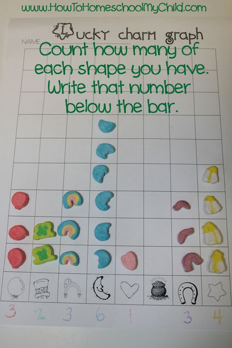 St Patricks Day Fun-Lucky Charms Graph Lucky Charm Graphing, St Patricks Day Activities, March Lessons, March Themes, March Crafts, St Patricks Day Crafts For Kids, March Activities, St Patrick Day Activities, Stocking Tags