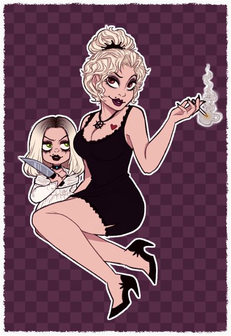 Tiffany Wallpaper Chucky, Tiffany Valentine Art, Chucky And Tiffany Art, Tiffany Valentine Drawing, Tiffany Drawing Chucky, Tiffany Childs Play, Tiffany Valentine Fanart, Bride Of Chucky Drawing, Chucky And Tiffany Drawing