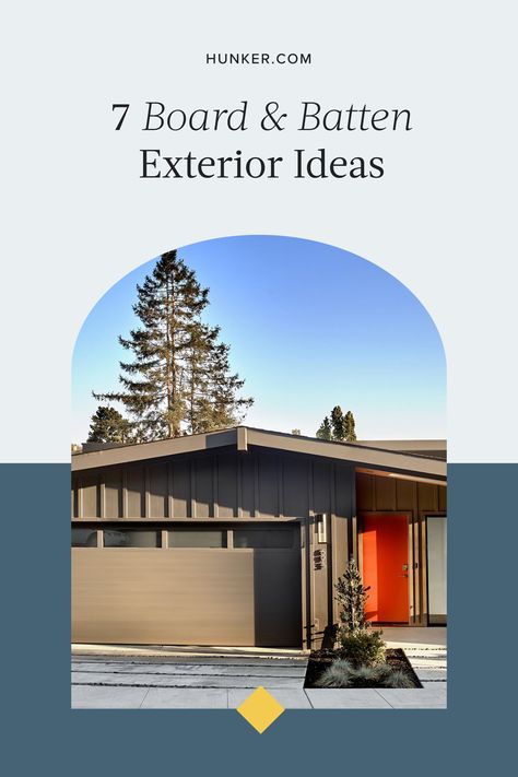 Here are seven board and batten exterior ideas. The flexibility make a board and batten exterior a strong choice any time you're rethinking your curb appeal. #hunkerhome #boardandbatten #boardandbattenwall #boardandbattenideas #boardandbattenexterior Modern Board And Batten, Board And Batten Exterior, Vertical Siding, Board And Batten Wall, Board And Batten Siding, Rustic Coastal, Farmhouse Landscaping, Coastal Contemporary, White Shiplap