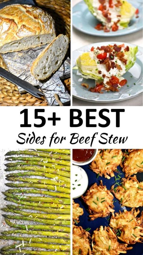 what to serve with beef stew pin Beef Stew Sides Dishes, Beef Stew Side Dishes, What To Serve With Beef Stew, Recipes For Stew Meat Other Than Stew, Stew Side Dishes, Beef Stew Sides, Beef Stew Dinner, Best Sides, Hamburger Stew