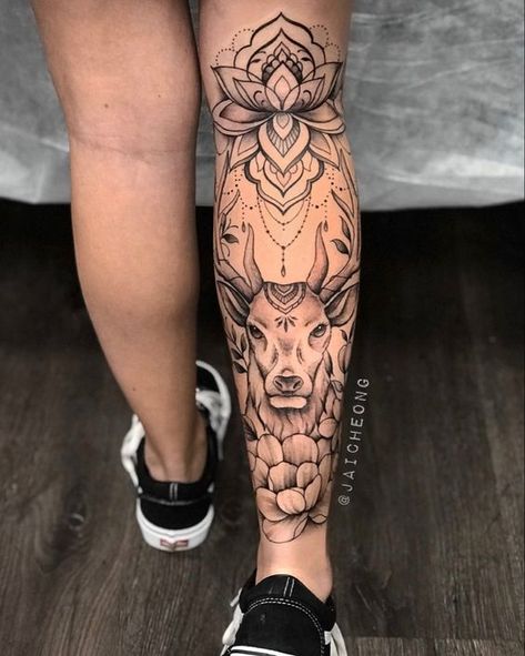 Tattoo Pierna Mujer, Ox Tattoo, Beer Tattoos, Stag Tattoo, Shin Tattoo, Armband Tattoos, Flower Wrist Tattoos, Bull Tattoos, Taurus Tattoos