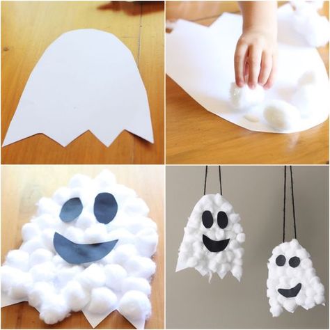 77 tutos d'activités manuelles étape par étape Bricolage Halloween, Halloween Crafts Preschool, Ghost Crafts, Halloween Kindergarten, Halloween Arts And Crafts, Easy Halloween Crafts, Halloween Crafts For Kids, Halloween Deco, Craft For Kids