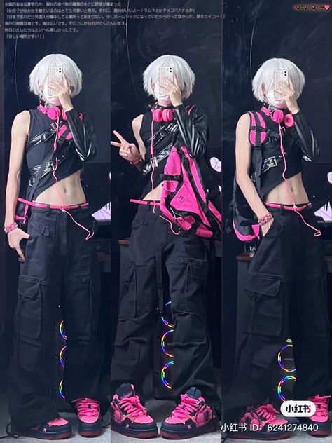 Arcadecore Outfits, Graffiti Outfit, Hyperpop Outfit, Hyperpop Fashion, Cyberpunk Aesthetic Outfit, Edm Outfits, Cyberpunk Clothes, Punk Inspiration, Future Outfit