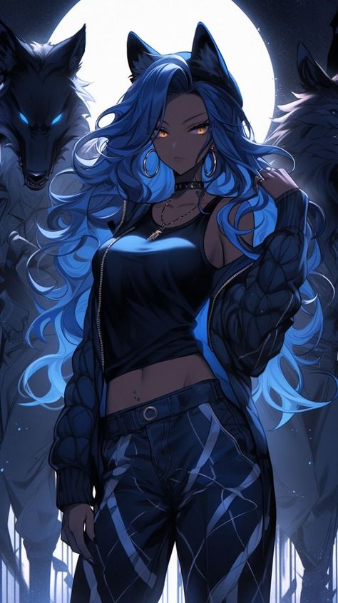 Demon Wolf Wallpaper, Snow Wolf Art, Anime Wolf Female Human, Wolf Anime Female, Wolf Anime Art, Wolf Hybrid Oc, Female Werewolf Art, Anime Wolf Female, Dnd Werewolf