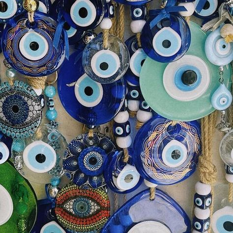 Green Evil Eye Aesthetic, Evil Eye Greece, Evil Eyes Aesthetic, Deanna Core, Mediterranean Mermaid, Greek Decorations, Greece Evil Eye, Evil Eye Aesthetic, Eye Decorations