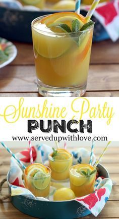 Sunshine Party Punch recipe from Served Up With Love. With only 3 ingredients it is the perfect party punch to make for a crowd. www.servedupwithl... Easy Alcoholic Punch Recipes, Party Punch Recipe, Alcoholic Punch Recipes, Sunshine Party, Party Punch Recipes, Alcoholic Punch, Southern Kitchen, Punch Recipe, Easy Drink Recipes