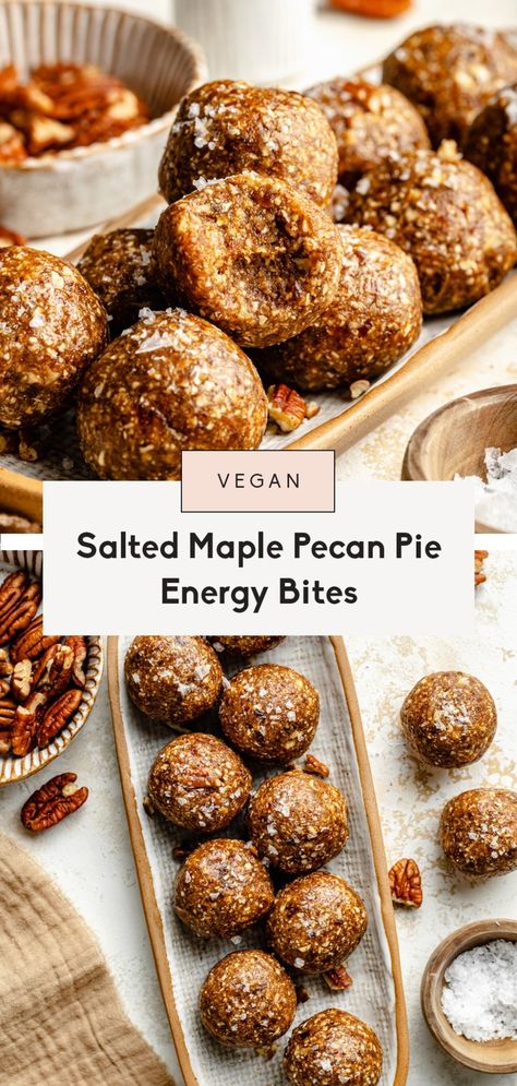 Maple Pecan Pie, Easy Pecan Pie, Snack Balls, Pecan Pie Easy, Energy Bites Recipes, Fall Snacks, Date Recipes, Maple Pecan, Medjool Dates