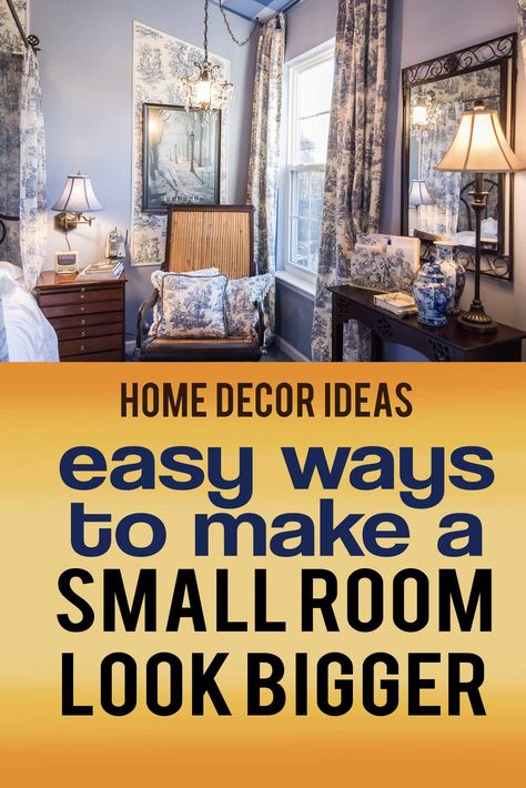 If you have small rooms in your house or apartment, you know it can be tricky to make them feel comfortable and not crowded. Whether you are decorating your living room, bedroom, office or dining room, these tips to make a small room look bigger will help make your small space feel larger than it is. #fromhousetohome #smallrooms #homedecor Making Small Rooms Look Bigger, Small Room Look Bigger, Long Narrow Rooms, Room Look Bigger, Small Bedroom Decor Ideas, Interior Decorating Tips, Small Room Decor, Small Bedroom Decor, Small Living Room Decor