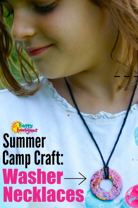 Painted Washer Necklace Craft for Kids Washer Crafts, Snail Craft, Happy Hooligans, Summer Camp Crafts, Crafts For Teens To Make, Sand Crafts, Home Daycare, Birthday Crafts, Necklace Craft