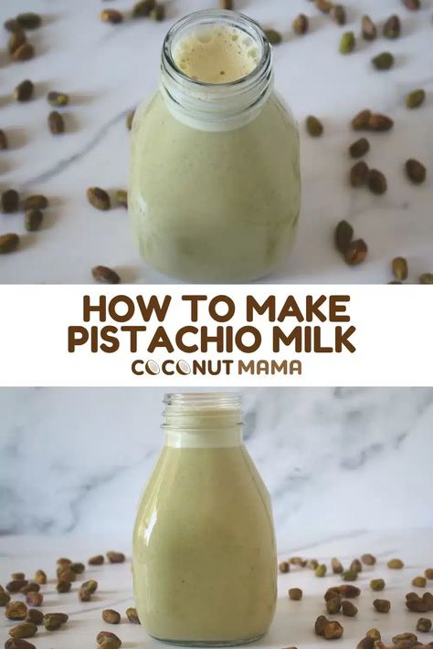 This homemade pistachio milk recipe is easy to make and is a great non-dairy milk option with a creamy texture! Pistachio Milk Recipe, Pistachio Milk, Non Dairy Milk, Mama Recipe, Keto Diets, Pistachios Nuts, Non-dairy Milk, Almond Flour Recipes, Nut Milk