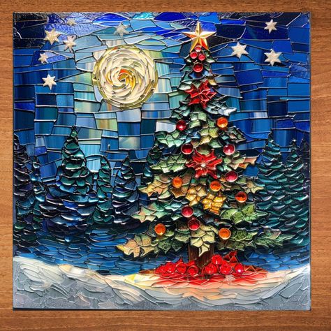 5979_WA_TILE Christmas Tree Forest Add a touch of elegance and charm to any space with our stunning Ceramic Art Tile. Each handcrafted tile features exquisite glossy artwork, making it a perfect gift and a unique piece of decor. Key Features: 🌸 Exquisite Artwork: Each tile is adorned with beautiful designs that captivate and delight. 🖐️ Handcrafted Quality: Meticulously crafted in our studio workshop, ensuring each tile is a unique piece of art. 🏡 Versatile Decor: Ideal for bookshelves, coffe Christmas Mosaic Ideas, Christmas Tiles, Glass Tile Crafts, Custom Tile Design, Resin Inspiration, Mosaic Christmas, Christmas Mosaics, Tree Mosaic, Tile Stained