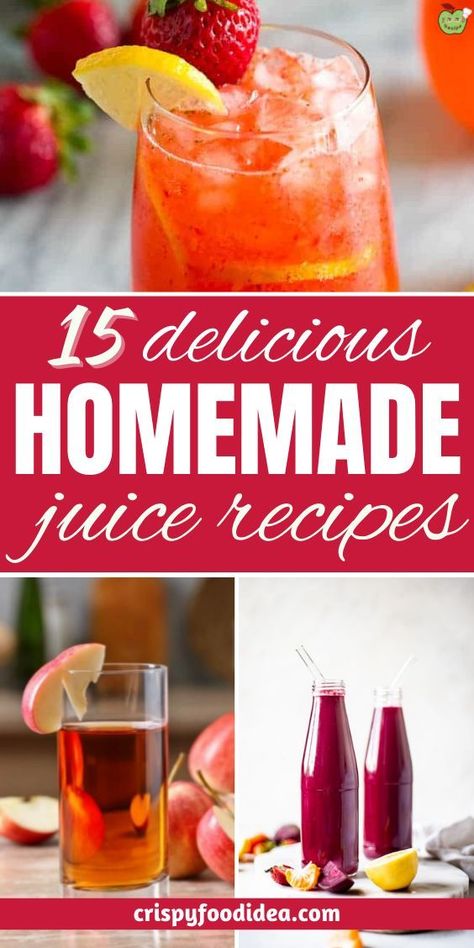 Homemade juice is the best and healthiest option for your health. So here I share some simple homemade juice recipes that are prepared quickly with a few ingredients and are great on hot days. #juice #breakfasts Juicer Recipes Fruit, Homemade Juice For Kids, Homemade Fruit Juice, Homemade Juice Recipes, Juice Recipes For Kids, How To Make Juice, Fresh Juice Recipes, Canned Juice, Fruit Juice Recipes