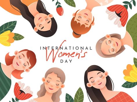 Happy Women's Day Card, International Womens Day Poster, Women's Day Cards, Flower People, Woman Character, Women's Day 8 March, Happy Woman Day, Doodle Characters, Doodle Icon