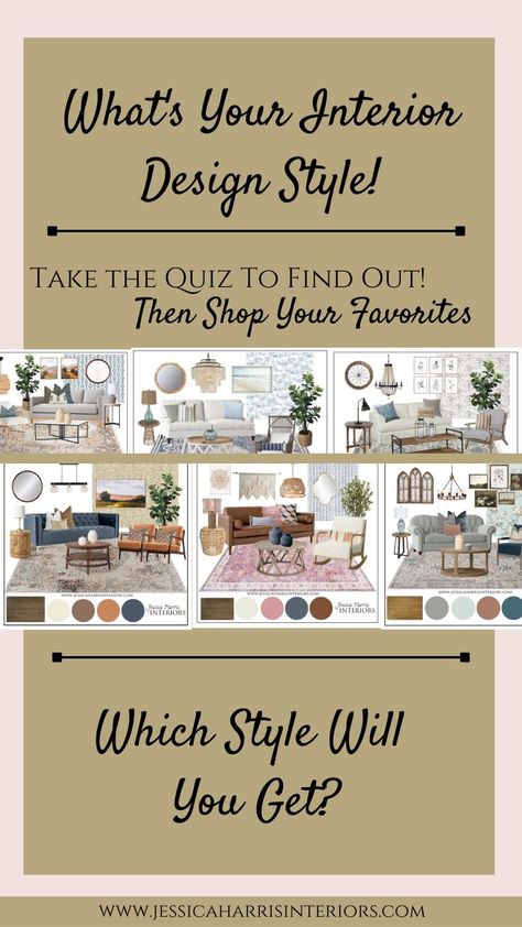 Do you know what your Interior Design Style is? Take this fun and interactive quiz to find out your results. Then you can shop your style with shoppable links and create this look in your home. Click the image to take the Style Quiz and learn more about your Interior Design Style. #stylequiz #virtualdesign #shopthelook Whats My Style Quiz Home Decor, What Is My Decorating Style Quiz, What Is My Decorating Style, Decorating Styles Quiz, Interior Design Styles Quiz, Different House Styles, Design Style Quiz, Luxury House Designs, The Vision