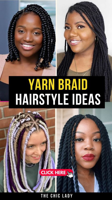 Yarn Braid Styles You’ll Love – Trendy and Unique Ideas Yarn Braids Styles Black Women, Yarn Braids Hairstyles, Yarn Hairstyles, Braids Trending, Yarn Braids Styles, Latest Hair Braids, Hair Yarn, Braids With Shaved Sides, Yarn Braids