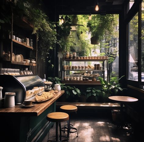 create my dream of cafe by Midjournery Jungle Coffee Shop, Jungle Cafe, Plant Shop, Cafe Interior Design, Cafe Interior, Urban Jungle, Cafe Bar, My Dream, Restaurant Design