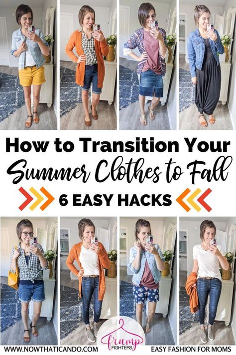 Wondering what to wear at the end of summer? How to transition your summer clothes to fall? Here are some easy tips and comfy outfit ideas! #fall #summer #outfits #momstyle #styletips Summer To Fall Transition Outfits 2022, How To Dress For Fall When Its Hot Outside, Casual Summer Fall Transition Outfits, Outfits For Warm Fall Days, Summer To Fall Transition Outfits Work, Late Summer Early Fall Outfits, Transition Summer To Fall Outfits, Late Summer Outfits Early Fall, Early Fall Outfits Late Summer