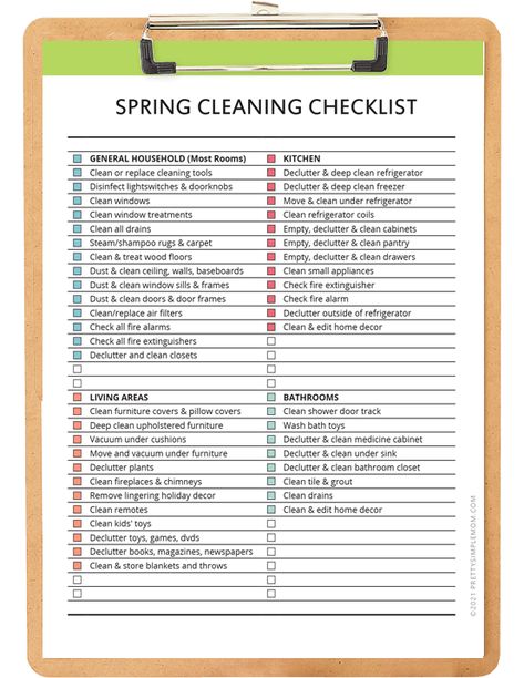 The Big Spring Cleaning Checklist + Free Printable | Pretty Simple Mom Clean Pantry, Cleaning Upholstered Furniture, Spring Cleaning List, Cleaning Baseboards, Clean Fireplace, Cleaning Cabinets, Clean Refrigerator, Declutter Kitchen, Clean Tile Grout