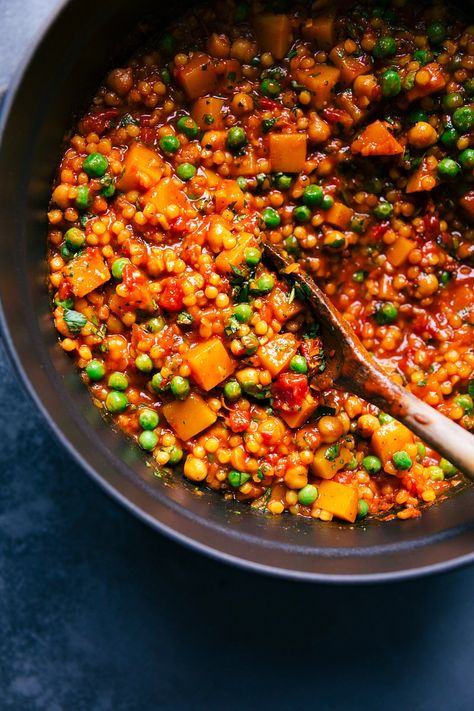 Moroccan Stew (With Couscous!) | Chelsea's Messy Apron Moroccan Stew Vegetarian, Moroccan Vegetarian Recipes, Vegtable Stew, Moroccan Couscous Recipes, Vegan Couscous Recipes, Moroccan Stew, Moroccan Chickpea, Moroccan Couscous, Chelsea's Messy Apron