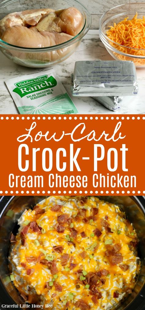 Slow Cooker Cream Cheese Chicken, Chicken With Bacon, Chicken Breast Crockpot Recipes, Low Carb Crock Pot Recipes, Crockpot Chicken Breast, Keto Crockpot Recipes, Recipes Beef, Cheese Chicken, Lost 100 Pounds