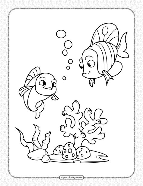 Printable Cute Fishes Under The Sea Coloring Page Under The Sea Coloring Pages, Sea Coloring Pages, Under The Sea Coloring, Fish Under The Sea, Ocean Coloring Pages, Beach Coloring Pages, Dolphin Coloring Pages, Fish Coloring Page, Shark Coloring Pages