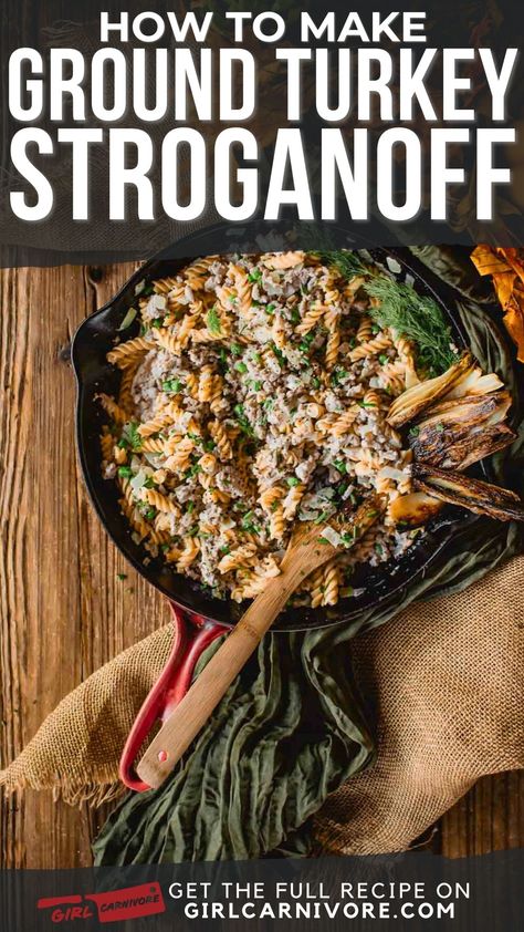 Ground Turkey Stroganoff Recipe, Turkey Stroganoff Recipe, Ground Turkey Stroganoff, Turkey Stroganoff, Traditional Beef Stroganoff, Quick Turkey, Ground Turkey Chili, Ground Turkey Pasta, Ground Turkey Meatballs