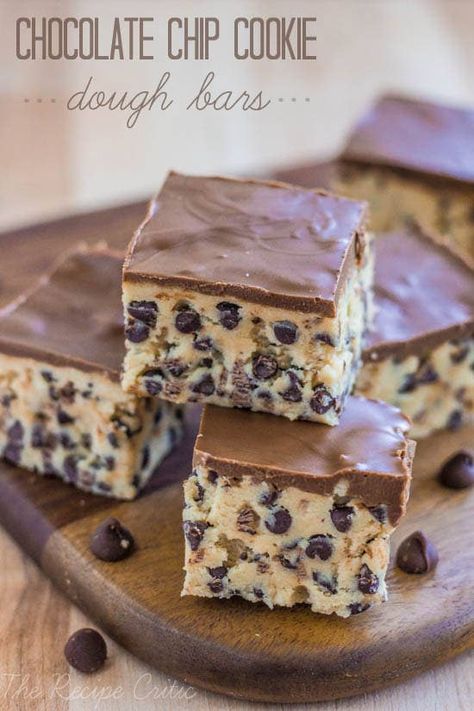 Chocolate Chip Cookie Dough Bars, Cookie Dough Bars, Chocolate Chip Cookie Bars, Cookie Dough Recipes, Good Eat, Monkey Bread, Think Food, Chocolate Chip Cookie Dough, Yummy Sweets